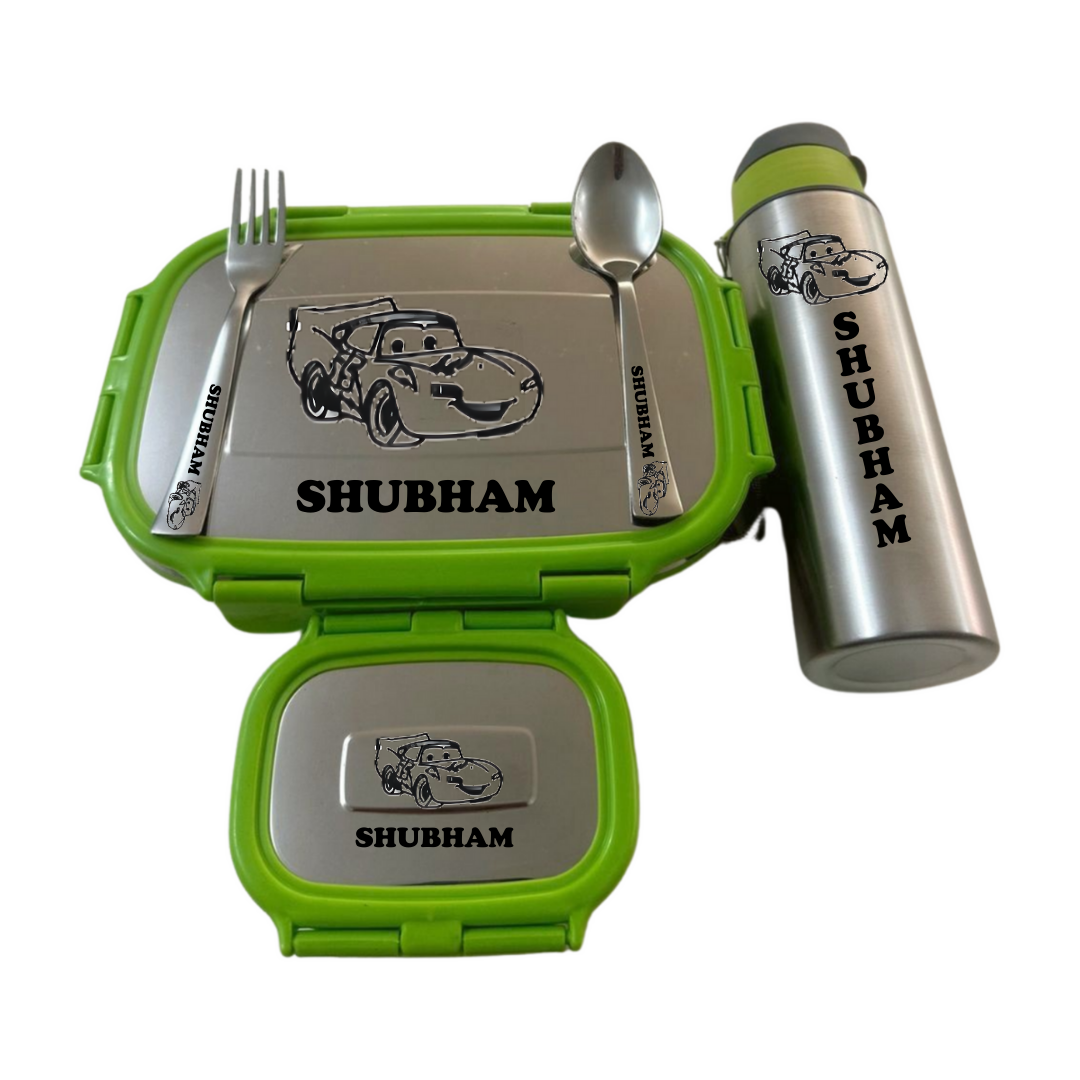 Combo 1 : Green tiffin box with bottle