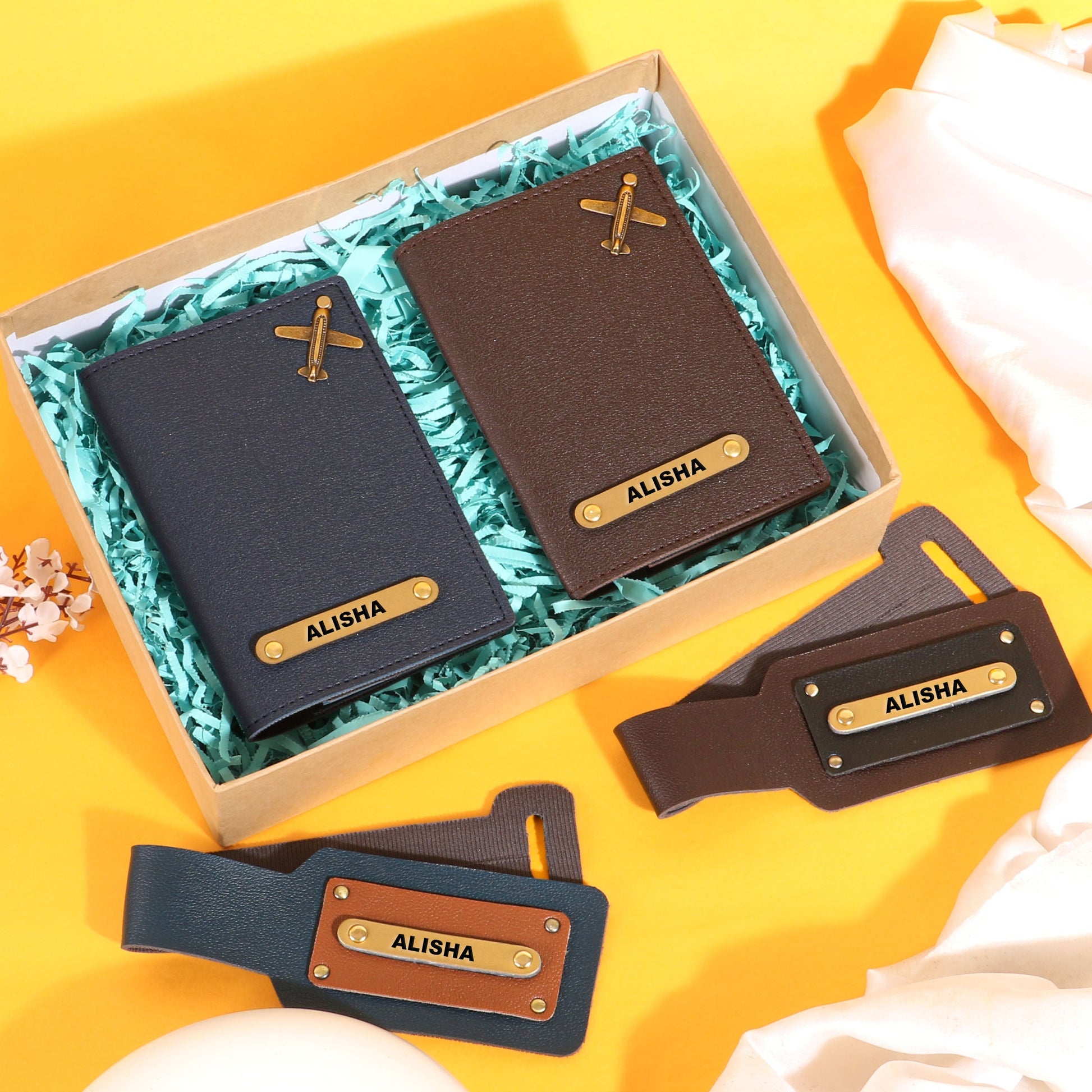 couples passport covers and couples bagtags hamper My Store NC Gifts