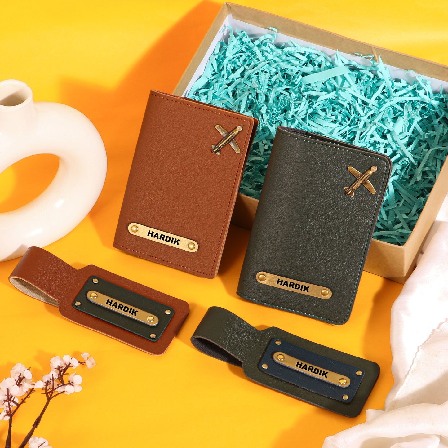 couples passport covers and couples bagtags hamper My Store NC Gifts