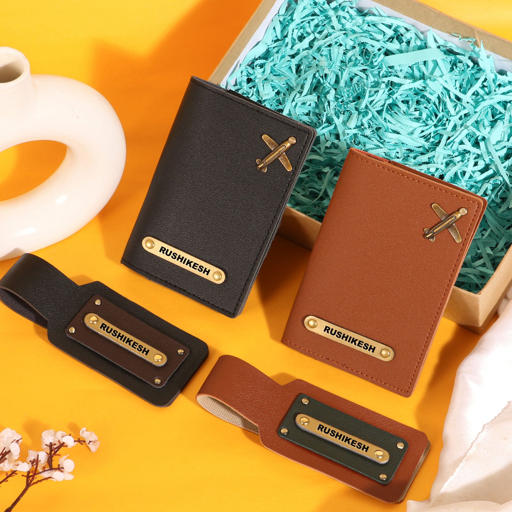 couples passport covers and couples bagtags hamper My Store NC Gifts