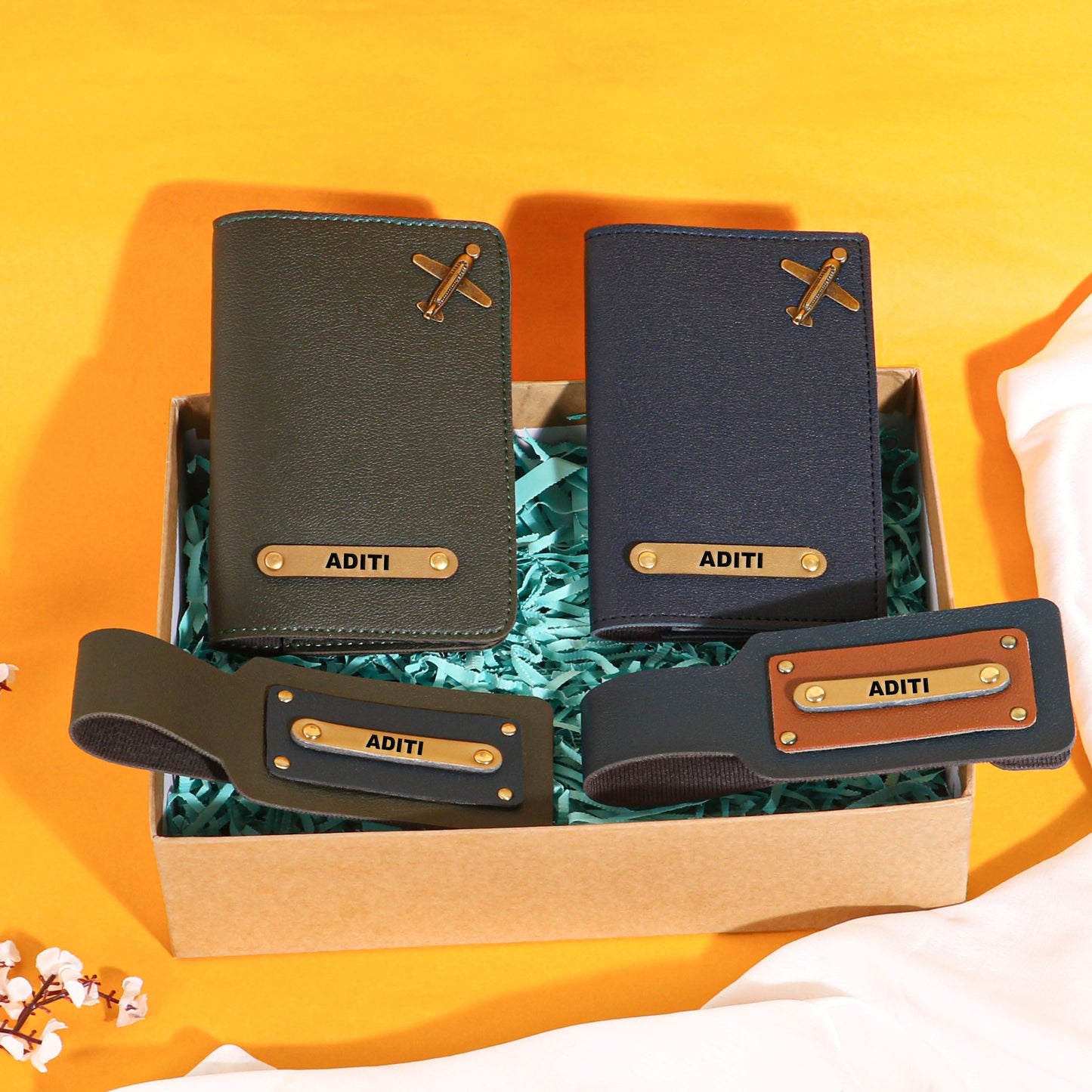 couples passport covers and couples bagtags hamper My Store NC Gifts