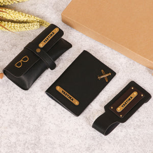 passport cover, eyewear cover and bagtag hamper