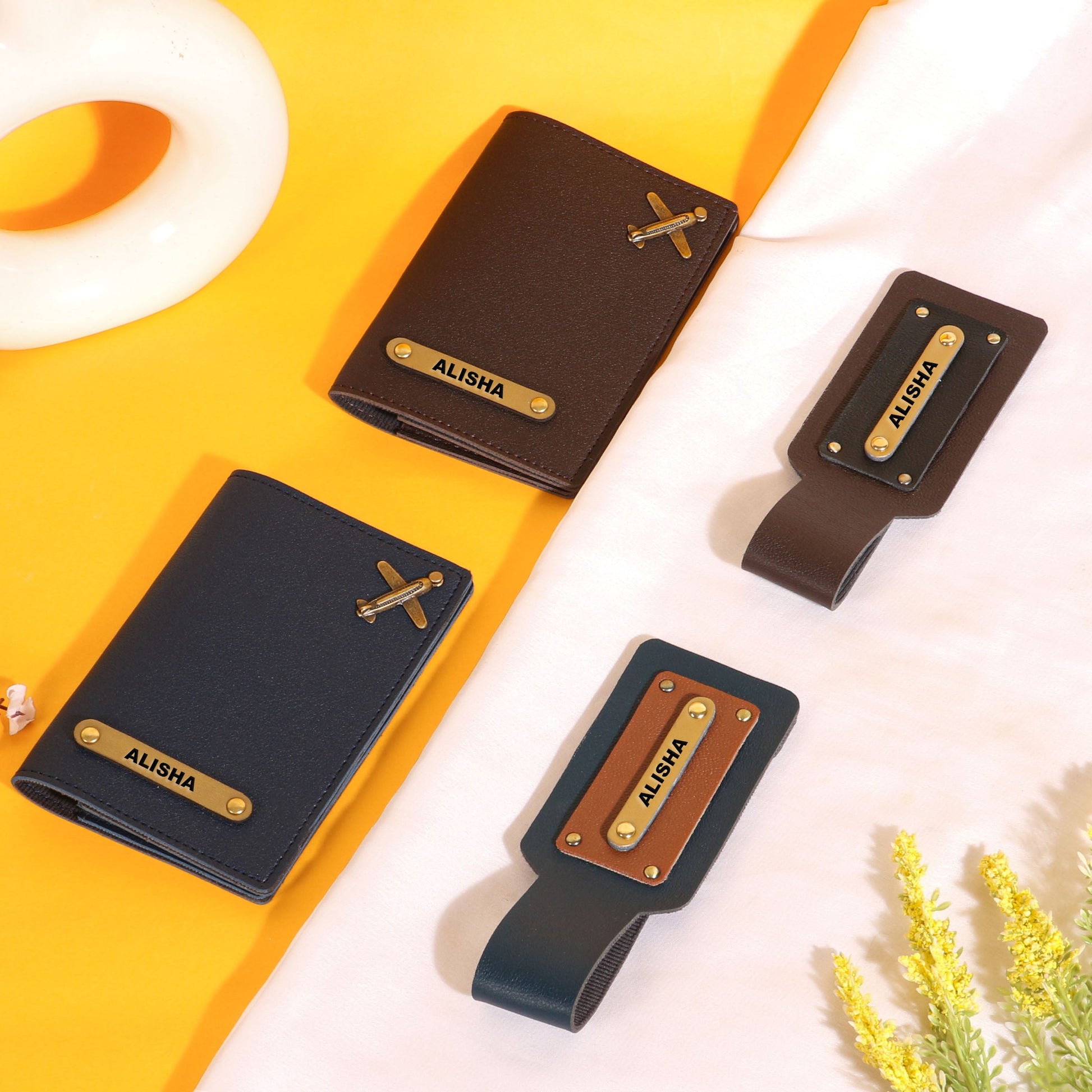 couples passport covers and couples bagtags hamper My Store NC Gifts