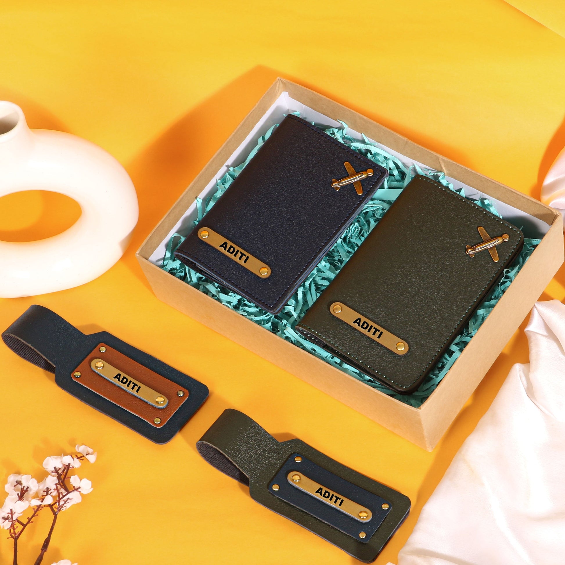 couples passport covers and couples bagtags hamper My Store NC Gifts