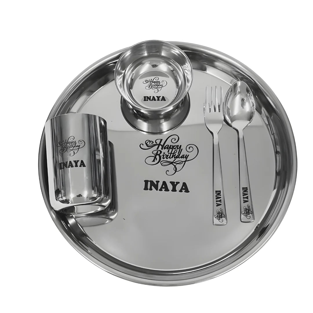 Thali with Name -Custom Round Thali Plate Set for Kids