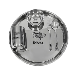 Thali with Name -Custom Round Thali Plate Set for Kids