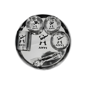 customized thali set for kids with name - Customized Round Plate Set With Extra Katori